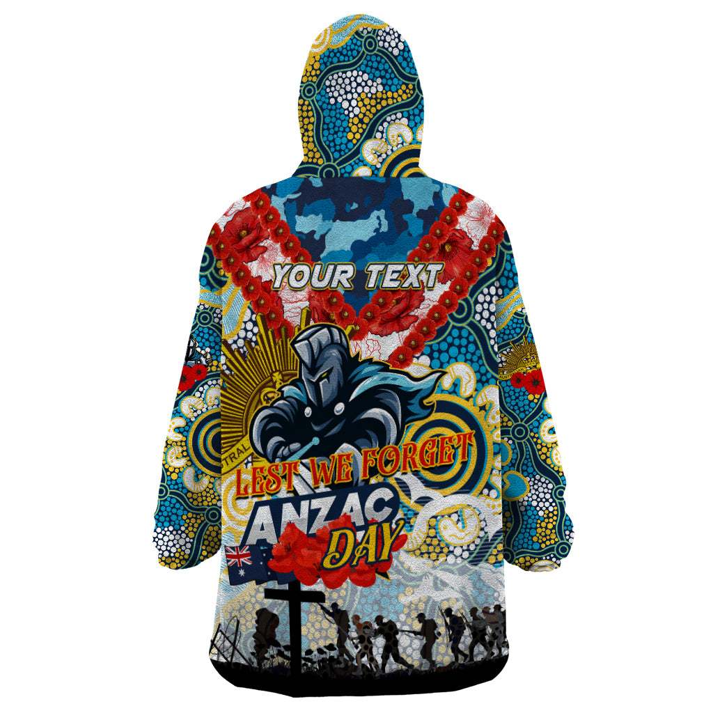 Personalised Titans ANZAC Day Wearable Blanket Hoodie Aboriginal Rising Sun - Vibe Hoodie Shop