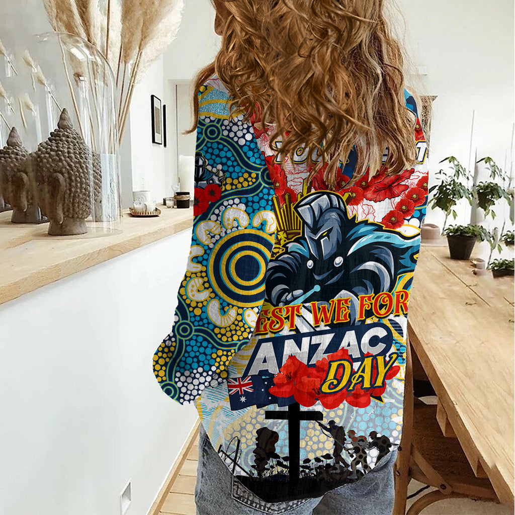 Personalised Titans ANZAC Day Women Casual Shirt Aboriginal Rising Sun - Vibe Hoodie Shop