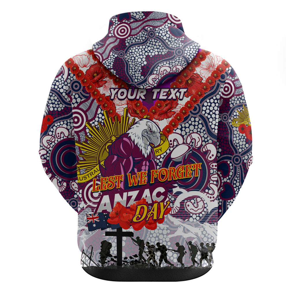 Personalised Eagles ANZAC Day Hoodie Aboriginal Rising Sun - Vibe Hoodie Shop