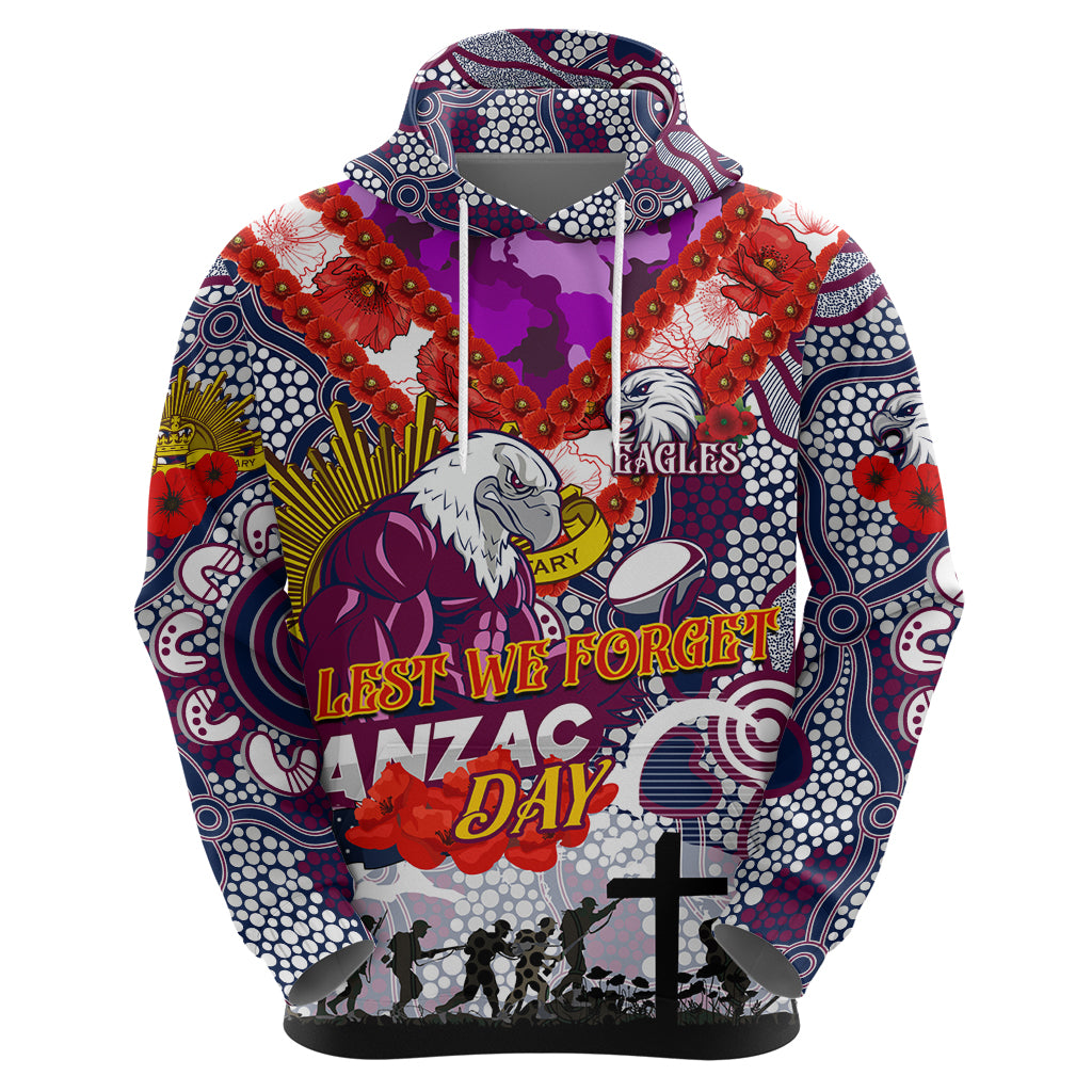 Personalised Eagles ANZAC Day Hoodie Aboriginal Rising Sun - Vibe Hoodie Shop