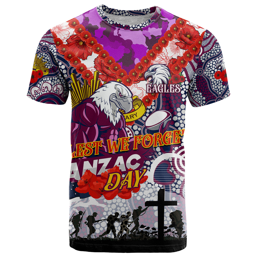 Personalised Eagles ANZAC Day T Shirt Aboriginal Rising Sun - Vibe Hoodie Shop