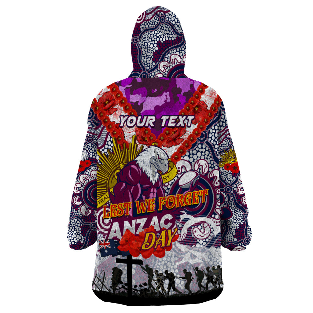 Personalised Eagles ANZAC Day Wearable Blanket Hoodie Aboriginal Rising Sun - Vibe Hoodie Shop