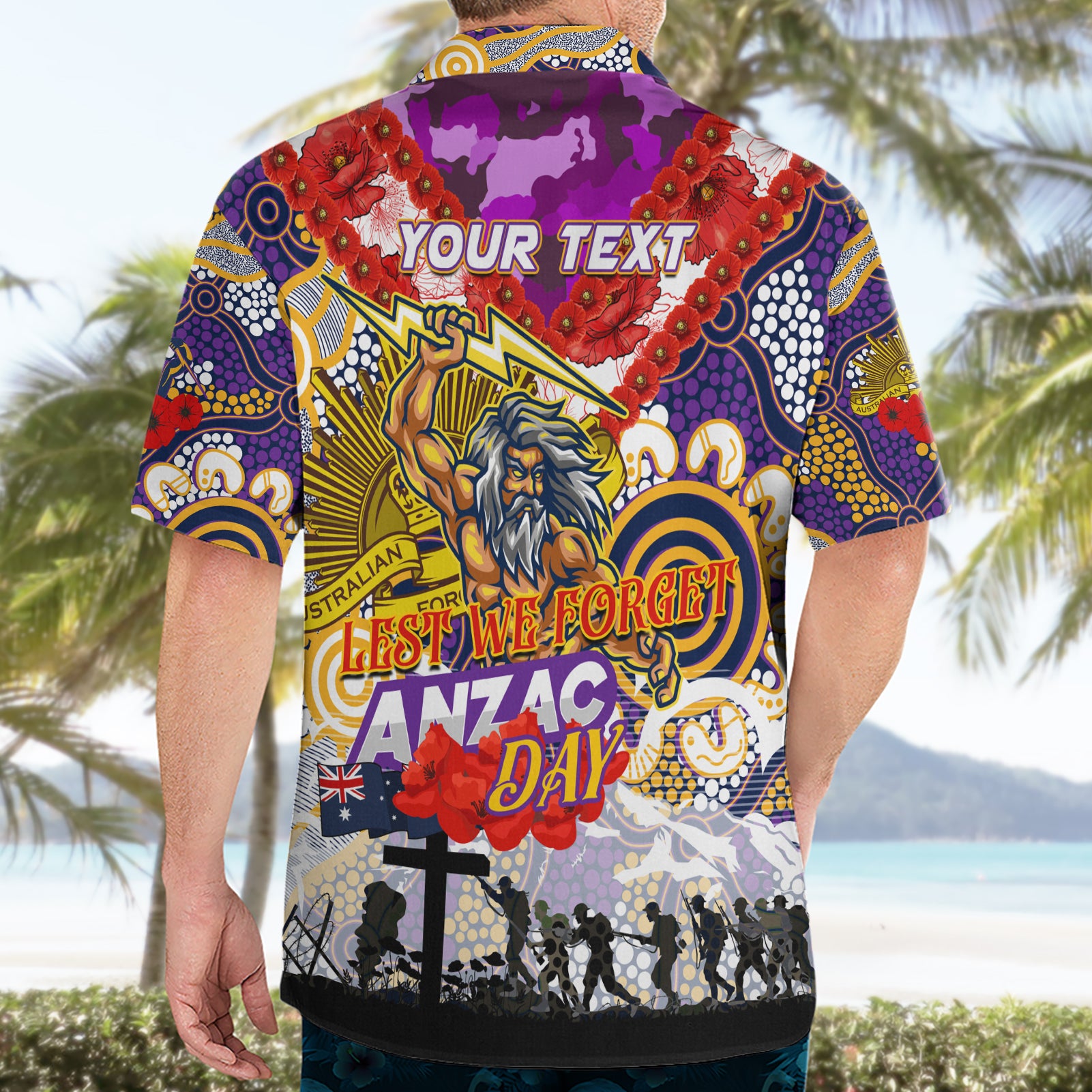 Personalised Storm ANZAC Day Hawaiian Shirt Aboriginal Rising Sun - Vibe Hoodie Shop