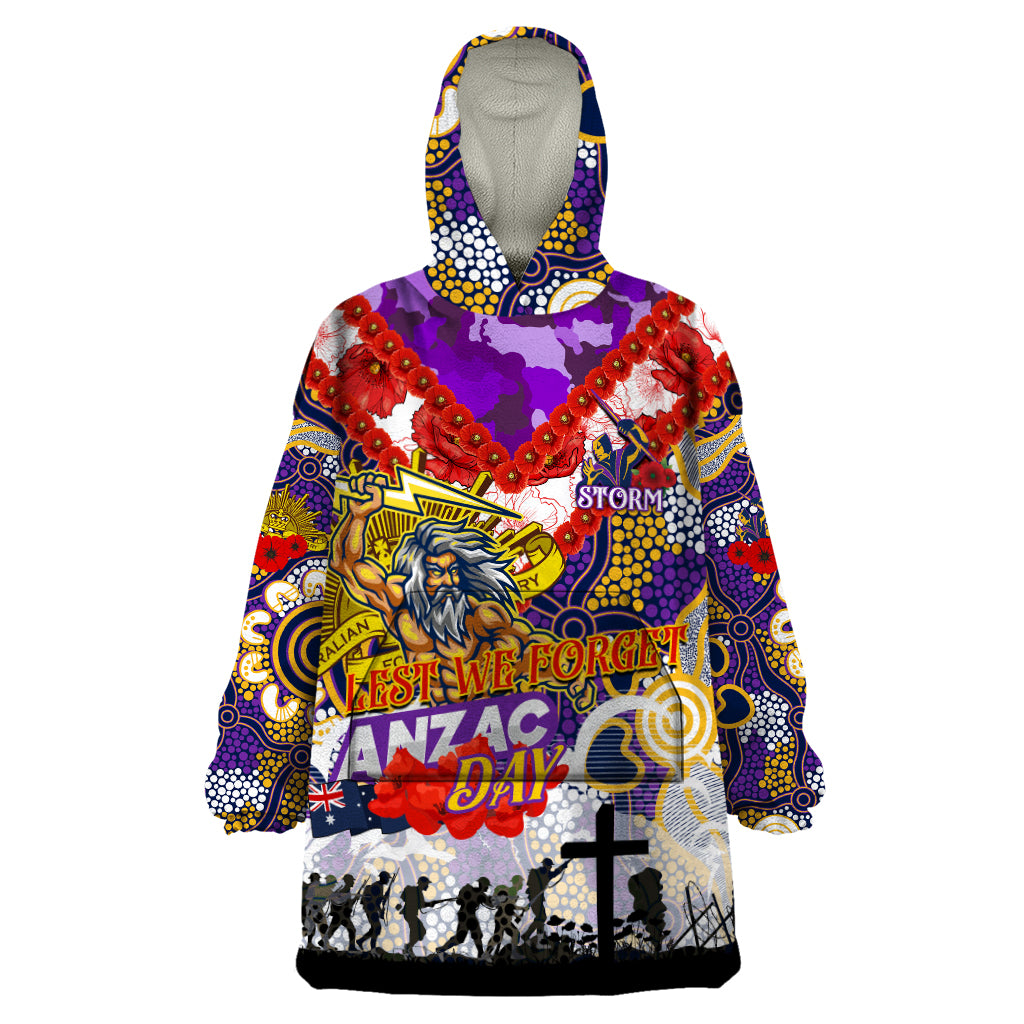 Personalised Storm ANZAC Day Wearable Blanket Hoodie Aboriginal Rising Sun - Vibe Hoodie Shop