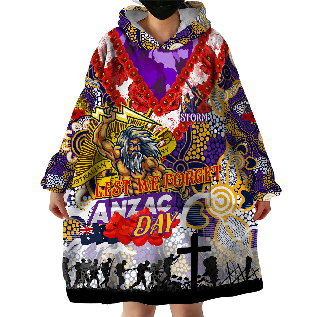 Personalised Storm ANZAC Day Wearable Blanket Hoodie Aboriginal Rising Sun - Vibe Hoodie Shop