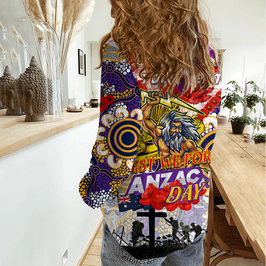 Personalised Storm ANZAC Day Women Casual Shirt Aboriginal Rising Sun - Vibe Hoodie Shop