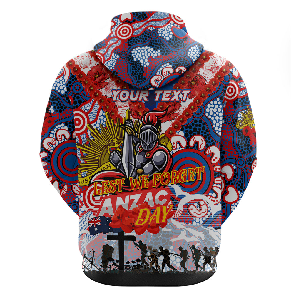 Personalised Knights ANZAC Day Hoodie Aboriginal Rising Sun - Vibe Hoodie Shop