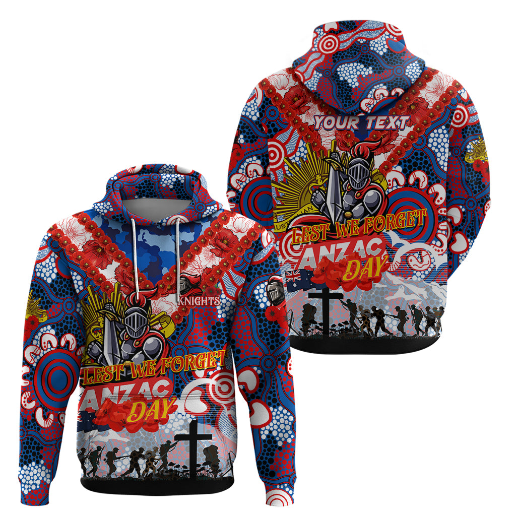 Personalised Knights ANZAC Day Hoodie Aboriginal Rising Sun - Vibe Hoodie Shop