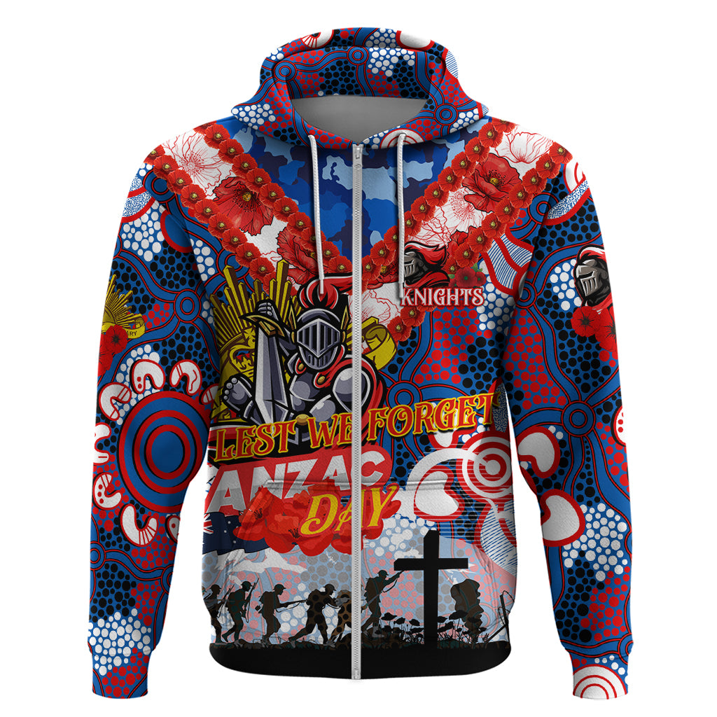 Personalised Knights ANZAC Day Hoodie Aboriginal Rising Sun - Vibe Hoodie Shop