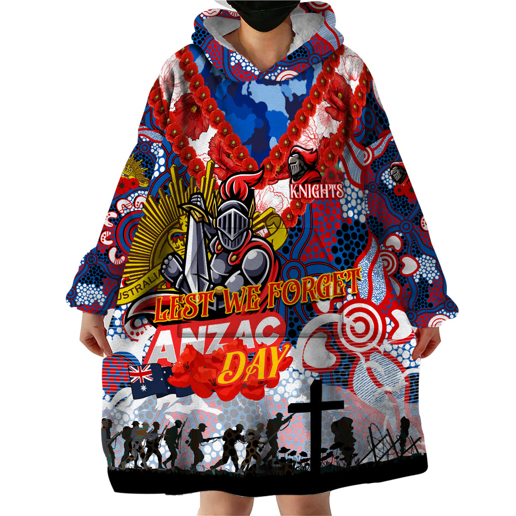 Personalised Knights ANZAC Day Wearable Blanket Hoodie Aboriginal Rising Sun - Vibe Hoodie Shop