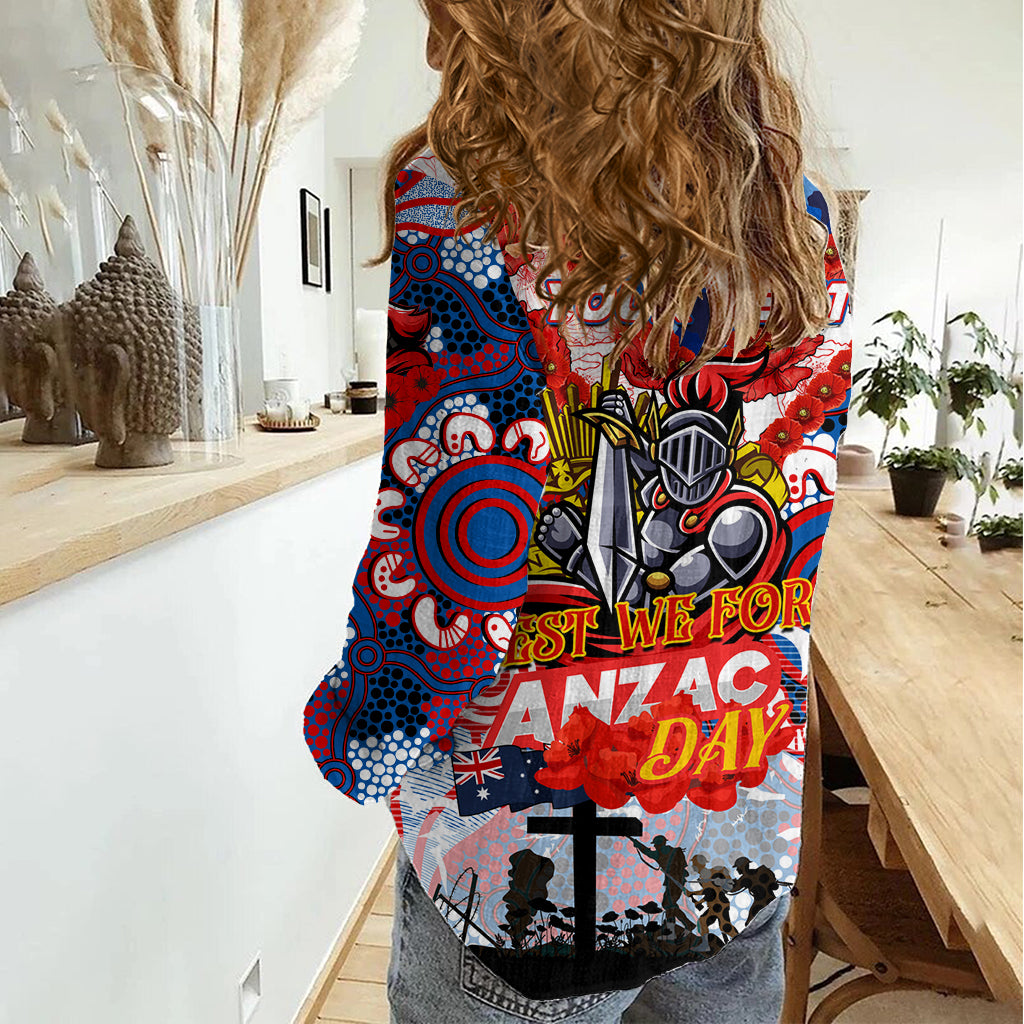 Personalised Knights ANZAC Day Women Casual Shirt Aboriginal Rising Sun - Vibe Hoodie Shop