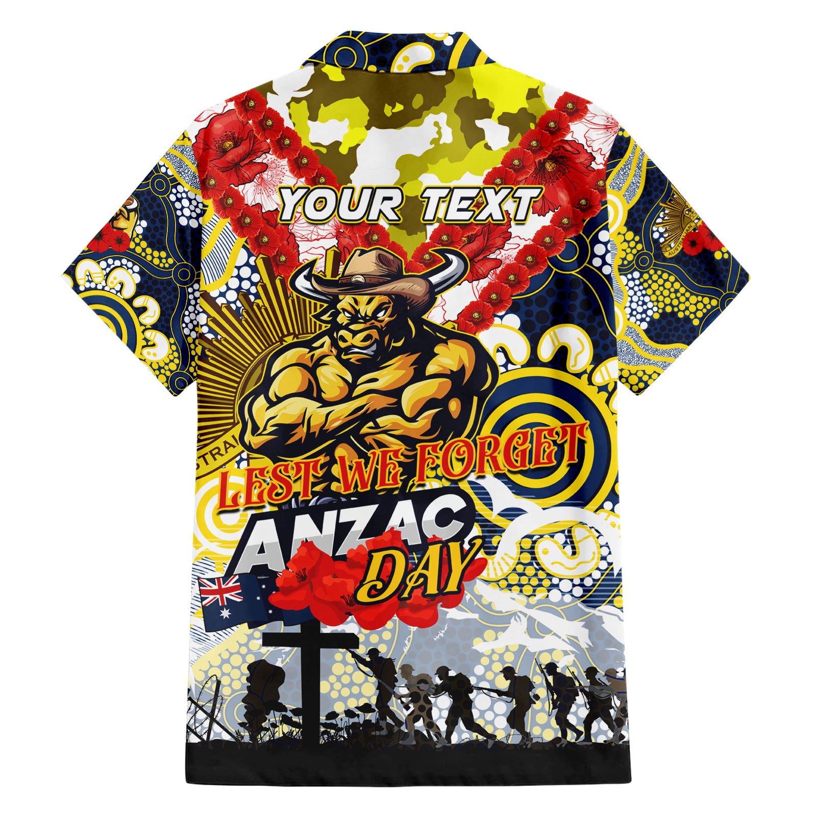 Personalised Cowboys ANZAC Day Hawaiian Shirt Aboriginal Rising Sun - Vibe Hoodie Shop