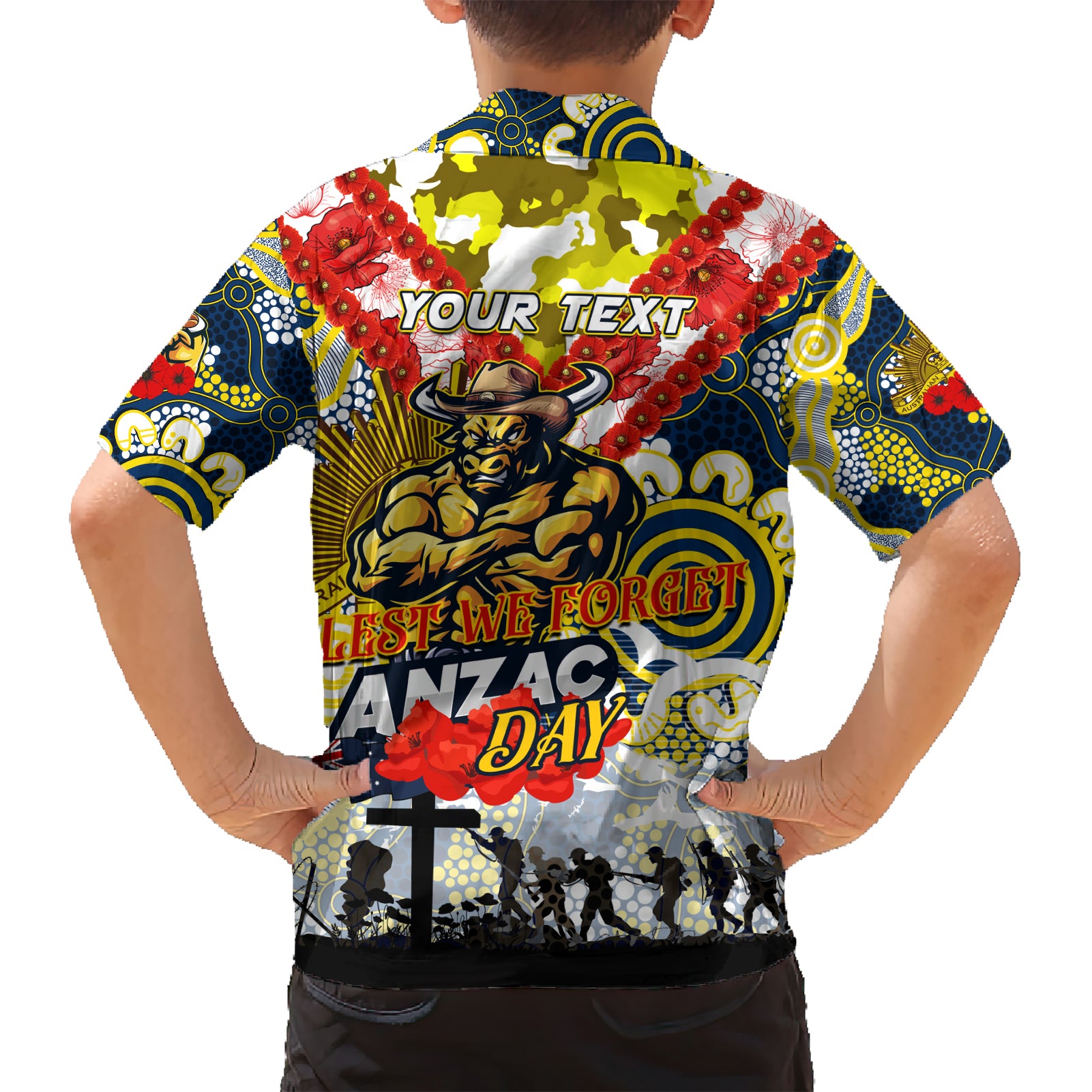 Personalised Cowboys ANZAC Day Hawaiian Shirt Aboriginal Rising Sun - Vibe Hoodie Shop