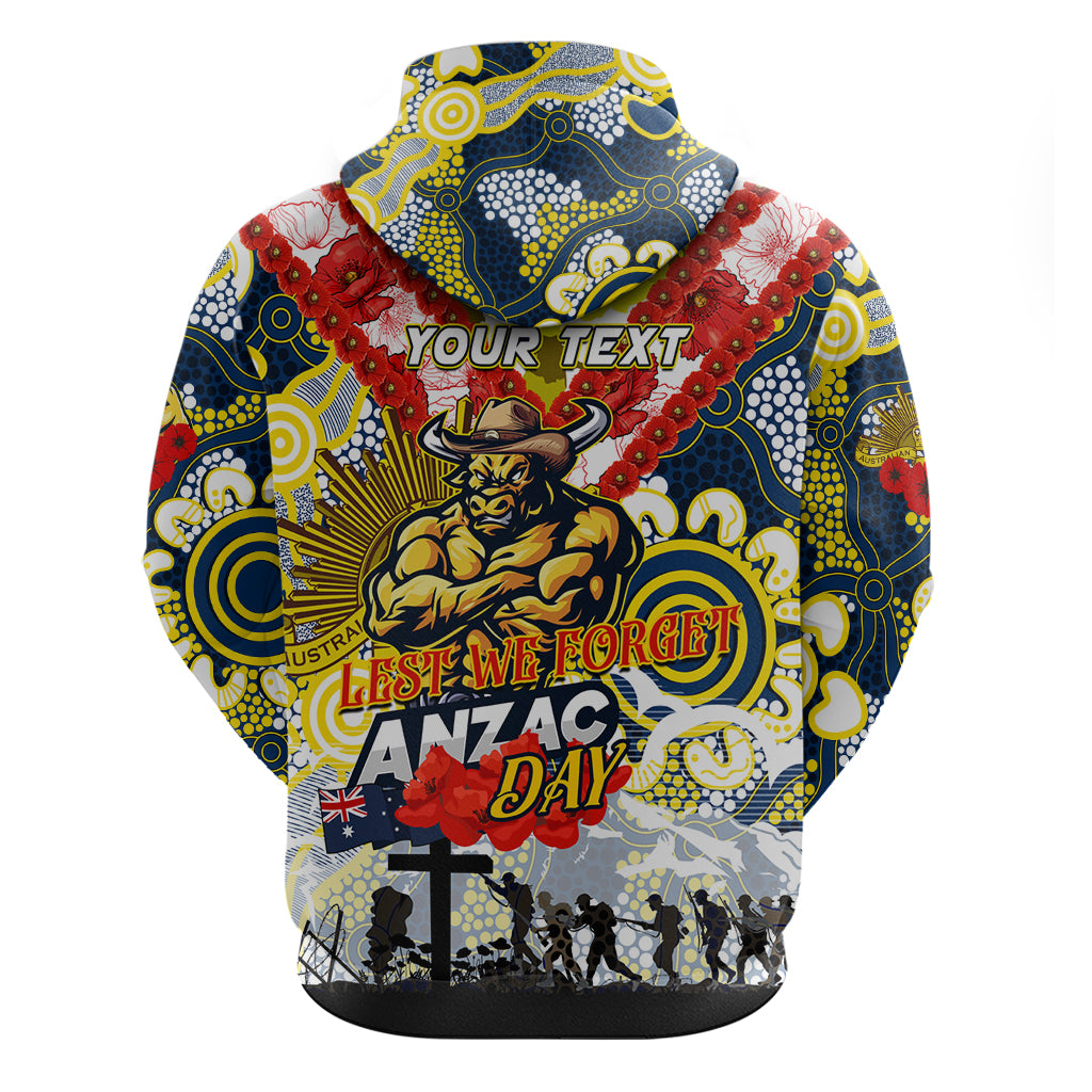 Personalised Cowboys ANZAC Day Hoodie Aboriginal Rising Sun - Vibe Hoodie Shop