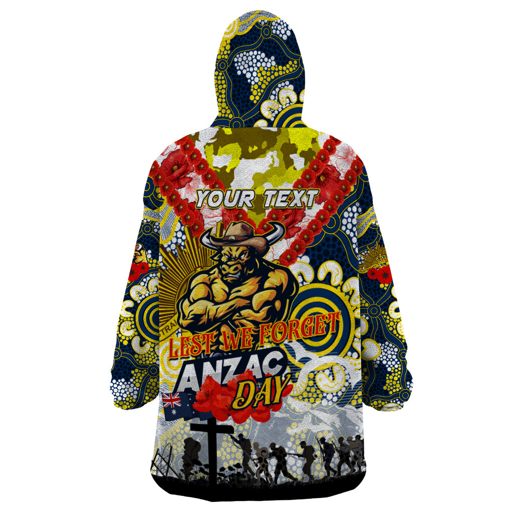 Personalised Cowboys ANZAC Day Wearable Blanket Hoodie Aboriginal Rising Sun - Vibe Hoodie Shop