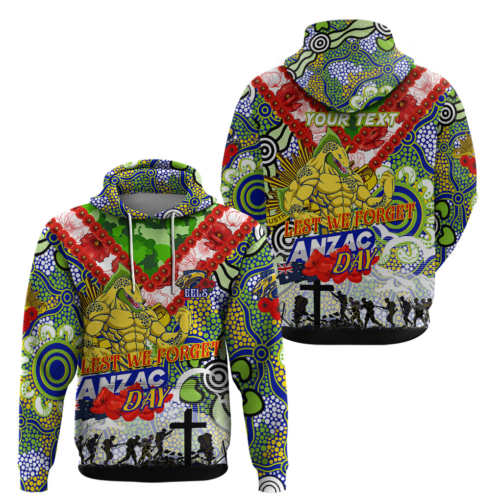 Personalised Eels ANZAC Day Hoodie Aboriginal Rising Sun - Vibe Hoodie Shop