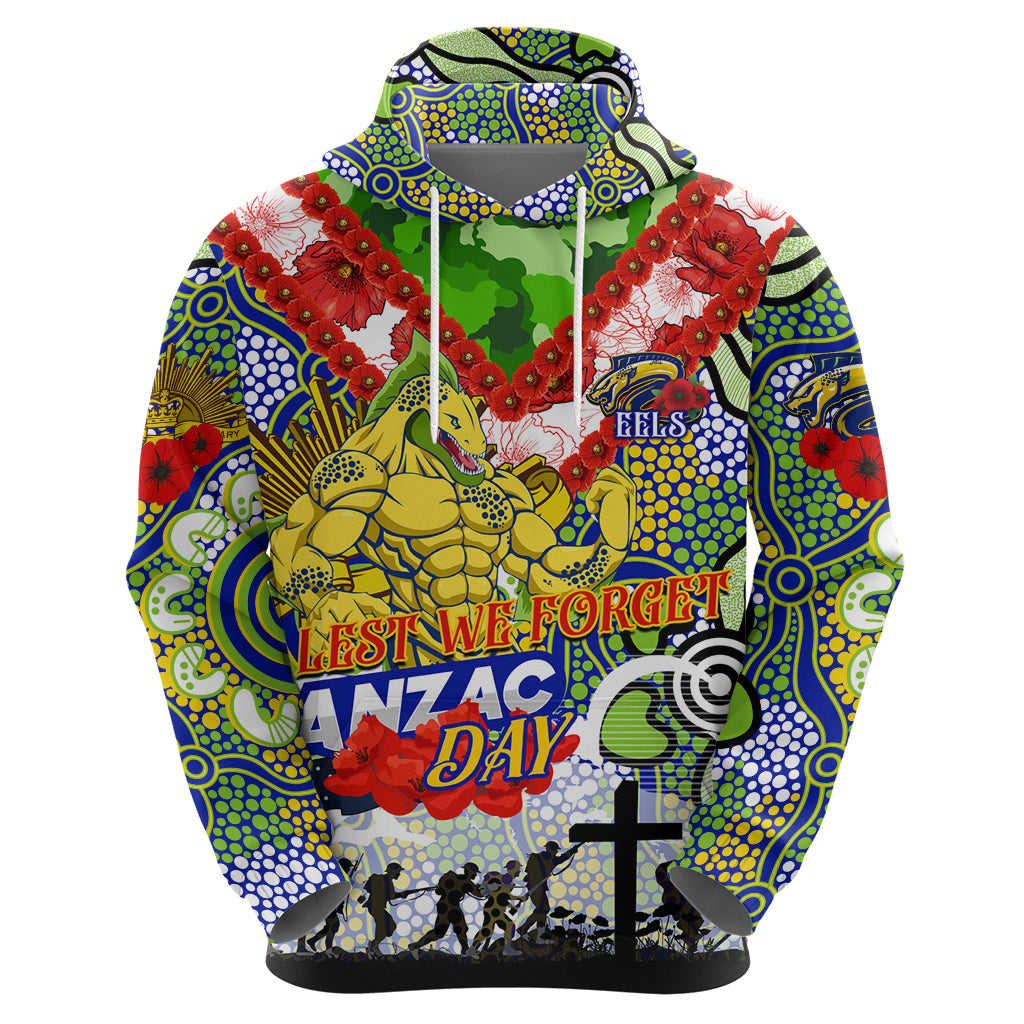 Personalised Eels ANZAC Day Hoodie Aboriginal Rising Sun - Vibe Hoodie Shop