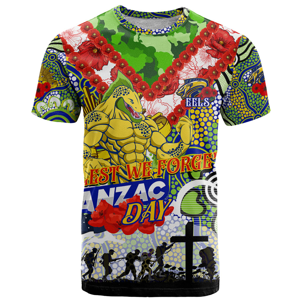 Personalised Eels ANZAC Day T Shirt Aboriginal Rising Sun - Vibe Hoodie Shop