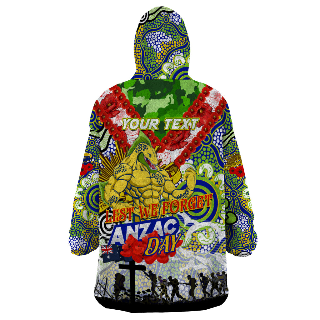 Personalised Eels ANZAC Day Wearable Blanket Hoodie Aboriginal Rising Sun - Vibe Hoodie Shop