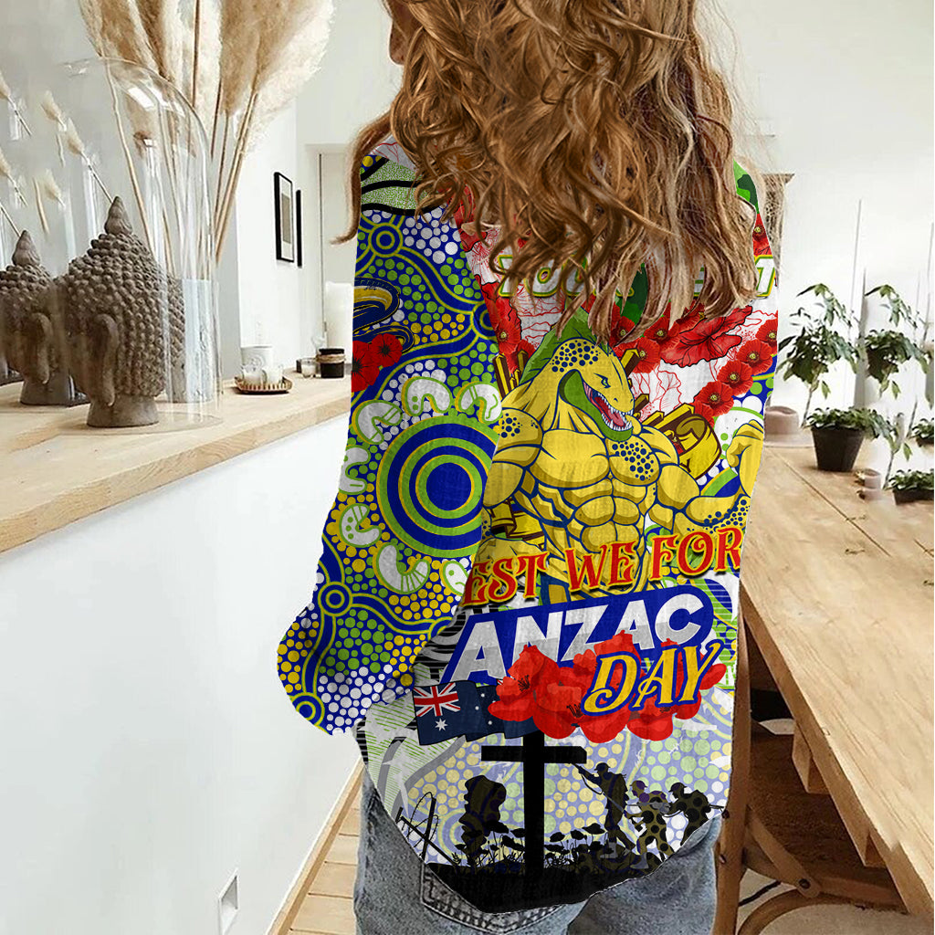 Personalised Eels ANZAC Day Women Casual Shirt Aboriginal Rising Sun - Vibe Hoodie Shop