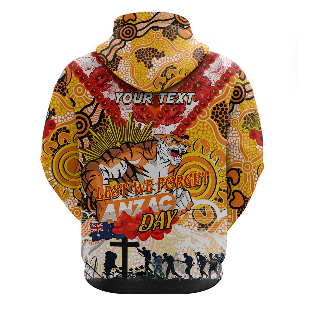 Personalised Tigers ANZAC Day Hoodie Aboriginal Rising Sun - Vibe Hoodie Shop