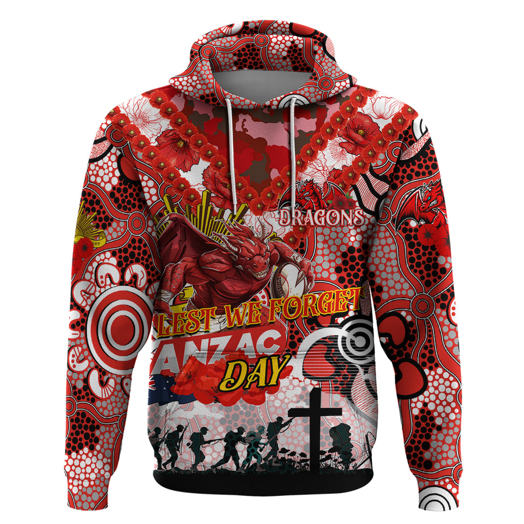 Personalised Dragons ANZAC Day Hoodie Aboriginal Rising Sun - Vibe Hoodie Shop