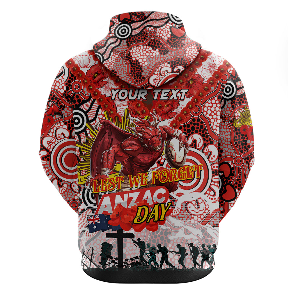 Personalised Dragons ANZAC Day Hoodie Aboriginal Rising Sun - Vibe Hoodie Shop