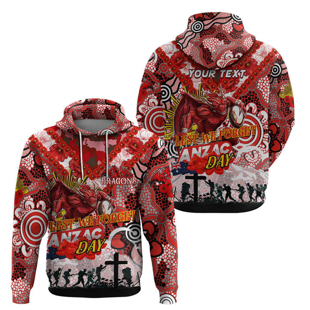 Personalised Dragons ANZAC Day Hoodie Aboriginal Rising Sun - Vibe Hoodie Shop