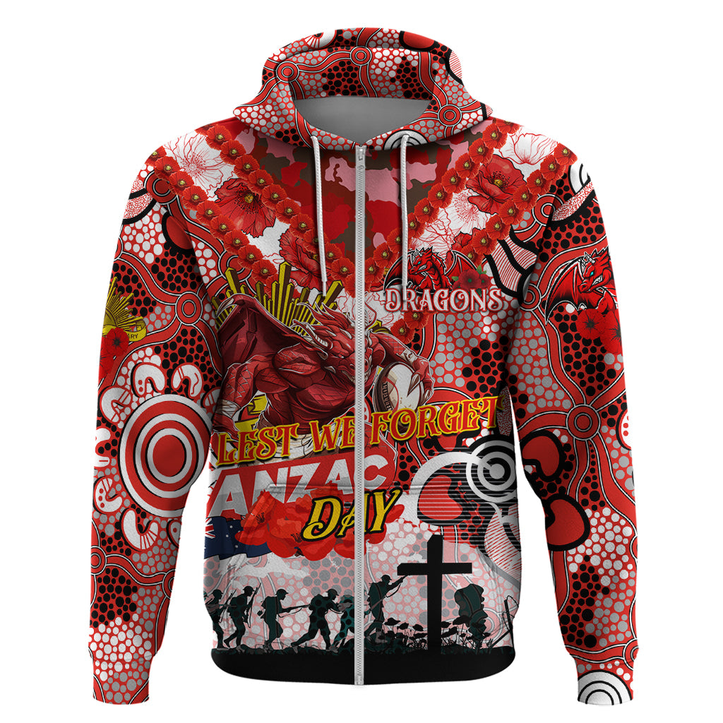 Personalised Dragons ANZAC Day Hoodie Aboriginal Rising Sun - Vibe Hoodie Shop