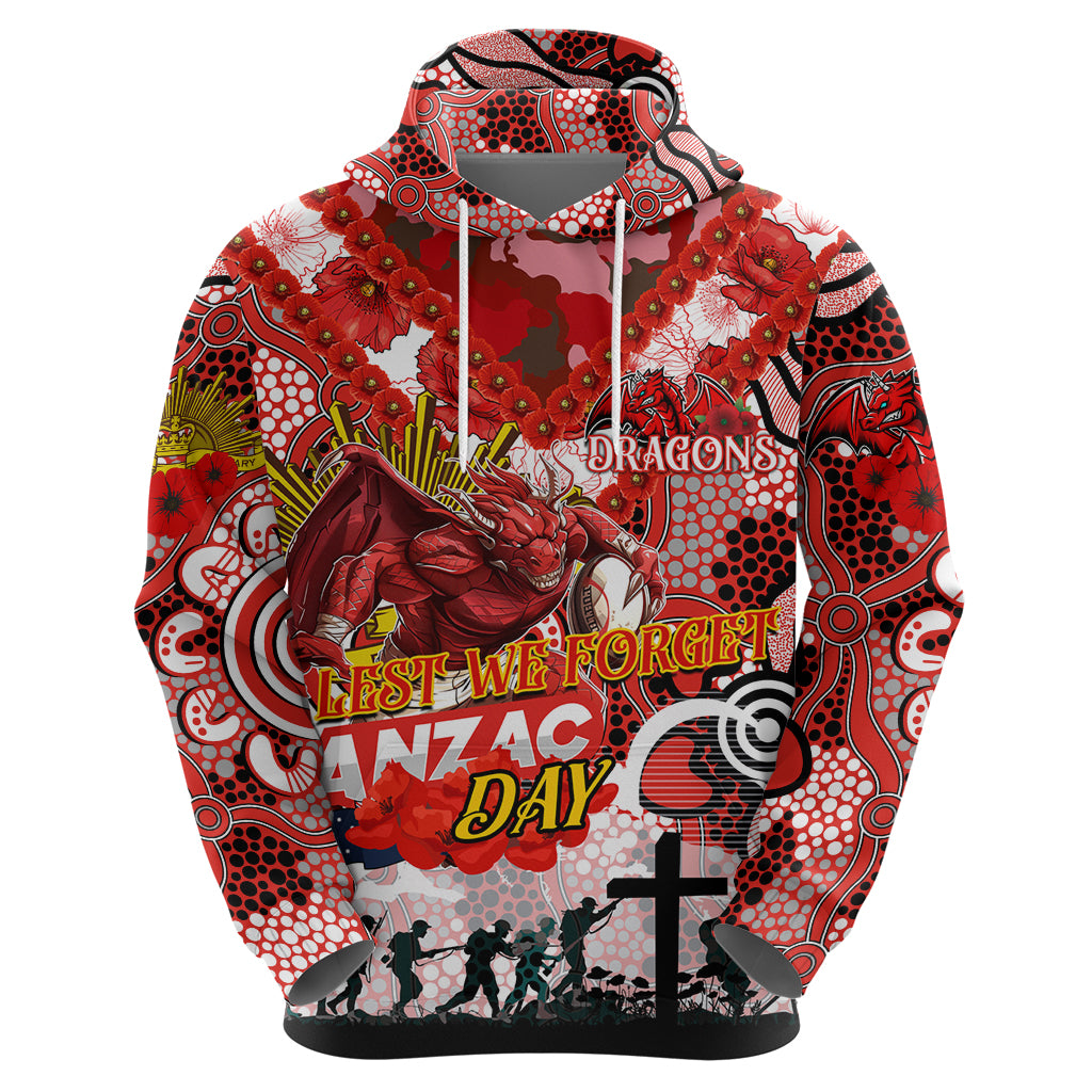 Personalised Dragons ANZAC Day Hoodie Aboriginal Rising Sun - Vibe Hoodie Shop