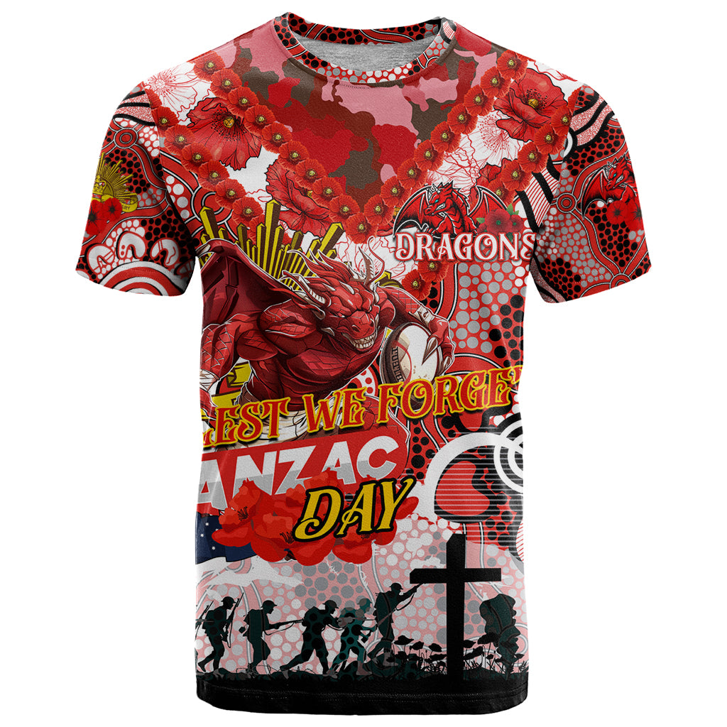 Personalised Dragons ANZAC Day T Shirt Aboriginal Rising Sun - Vibe Hoodie Shop