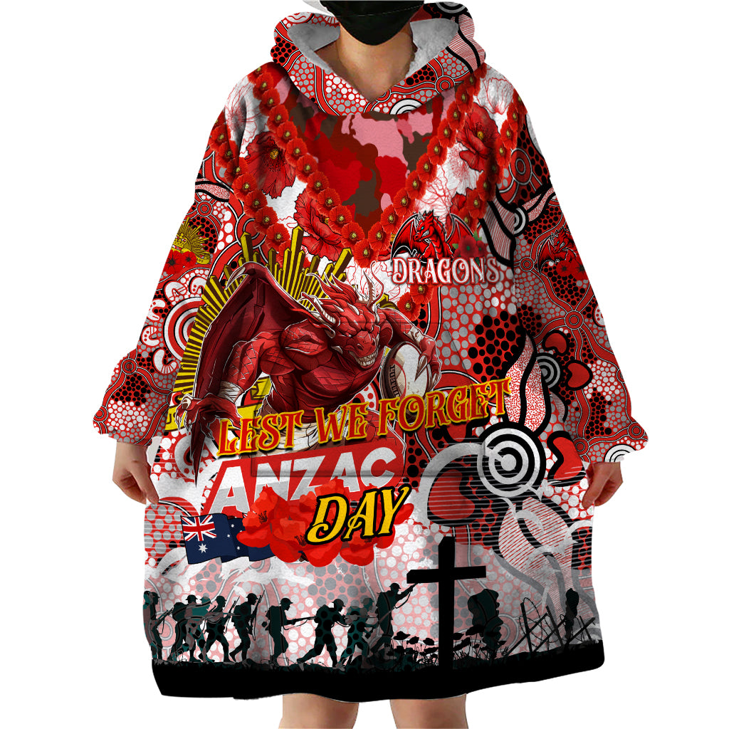 Personalised Dragons ANZAC Day Wearable Blanket Hoodie Aboriginal Rising Sun - Vibe Hoodie Shop