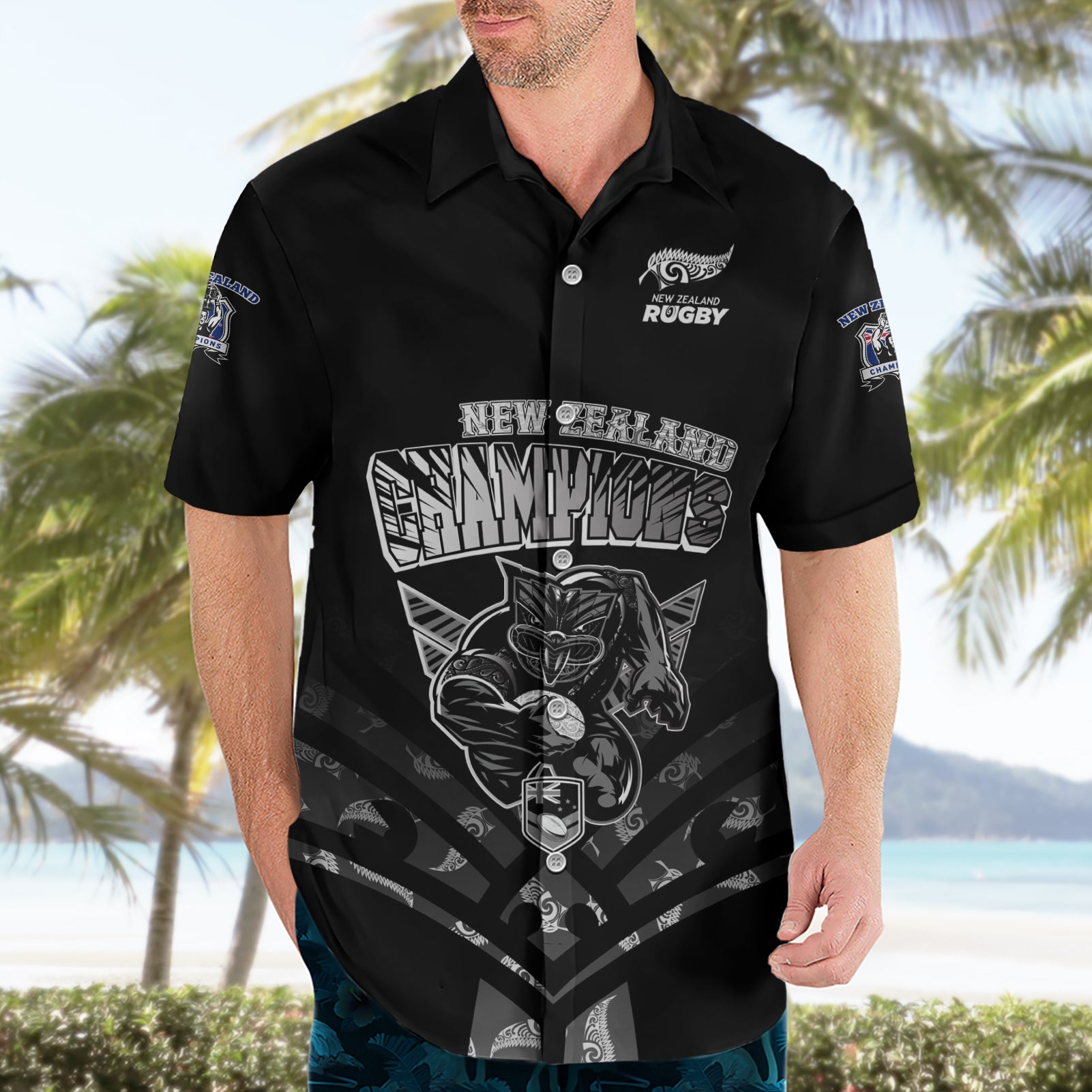 New Zealand Warriors and All Black Hawaiian Shirt Go Champions - Vibe Hoodie Shop