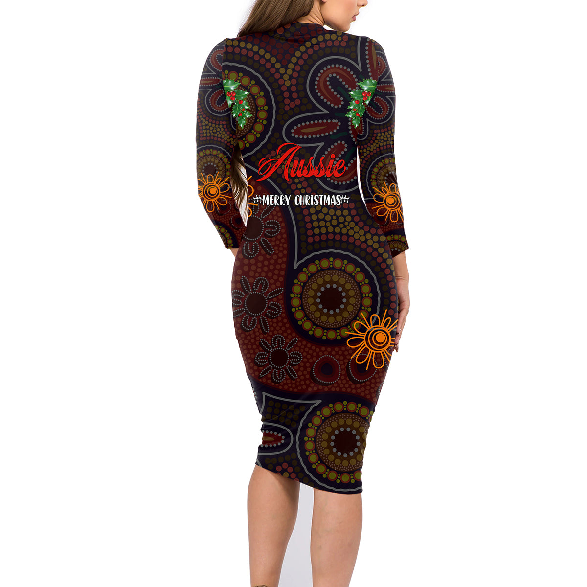 aboriginal-christmas-family-matching-long-sleeve-bodycon-dress-and-hawaiian-shirt-aussie-koala-christmas-tree-with-aboriginal-inspired