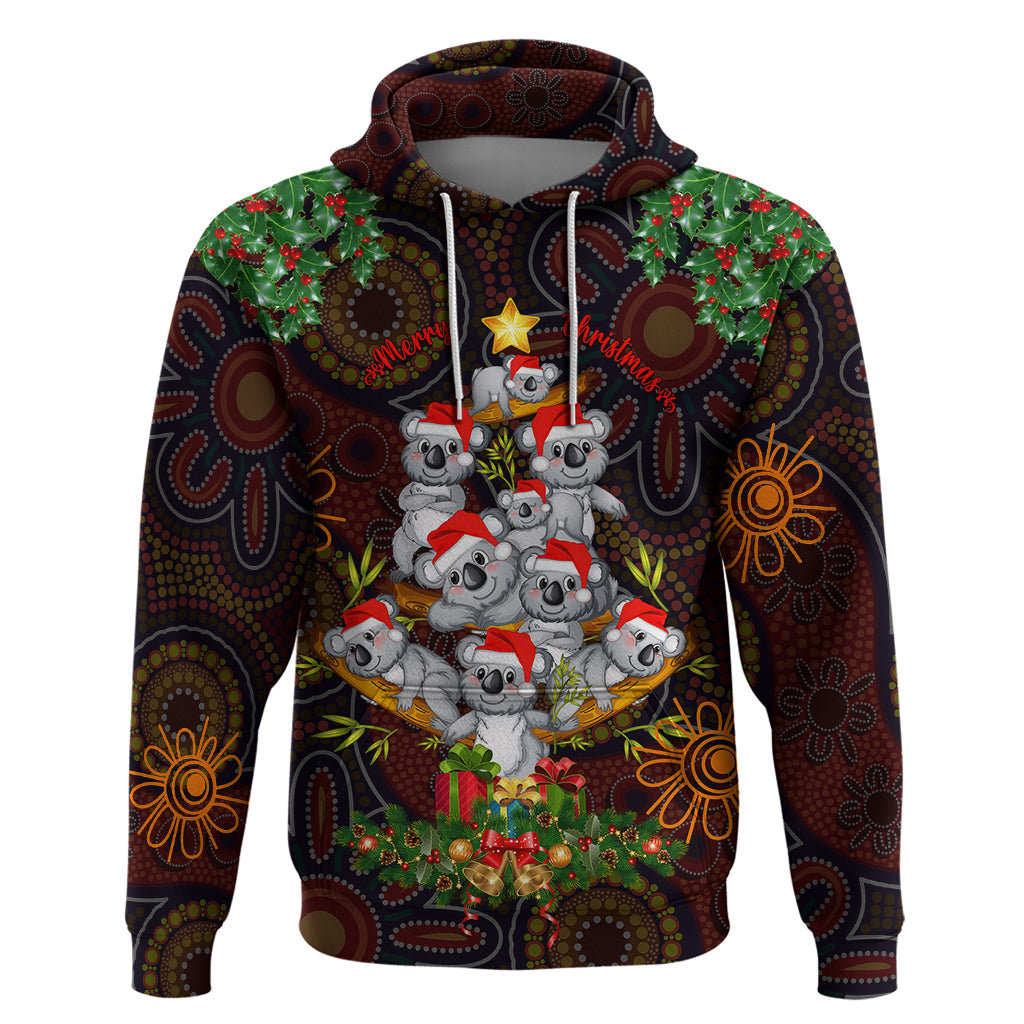 Aboriginal Christmas Hoodie Aussie Koala Christmas Tree with Aboriginal Inspired - Vibe Hoodie Shop