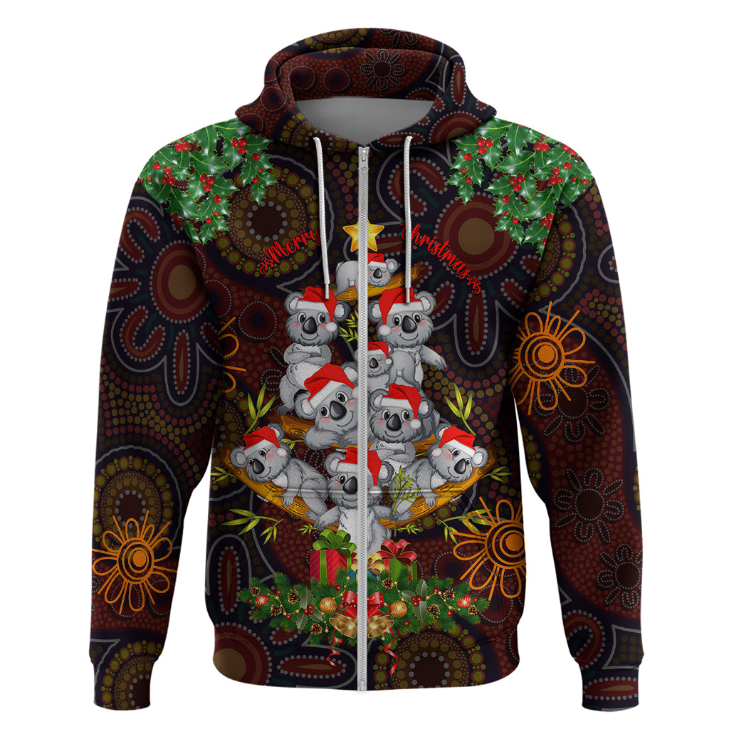 Aboriginal Christmas Hoodie Aussie Koala Christmas Tree with Aboriginal Inspired - Vibe Hoodie Shop