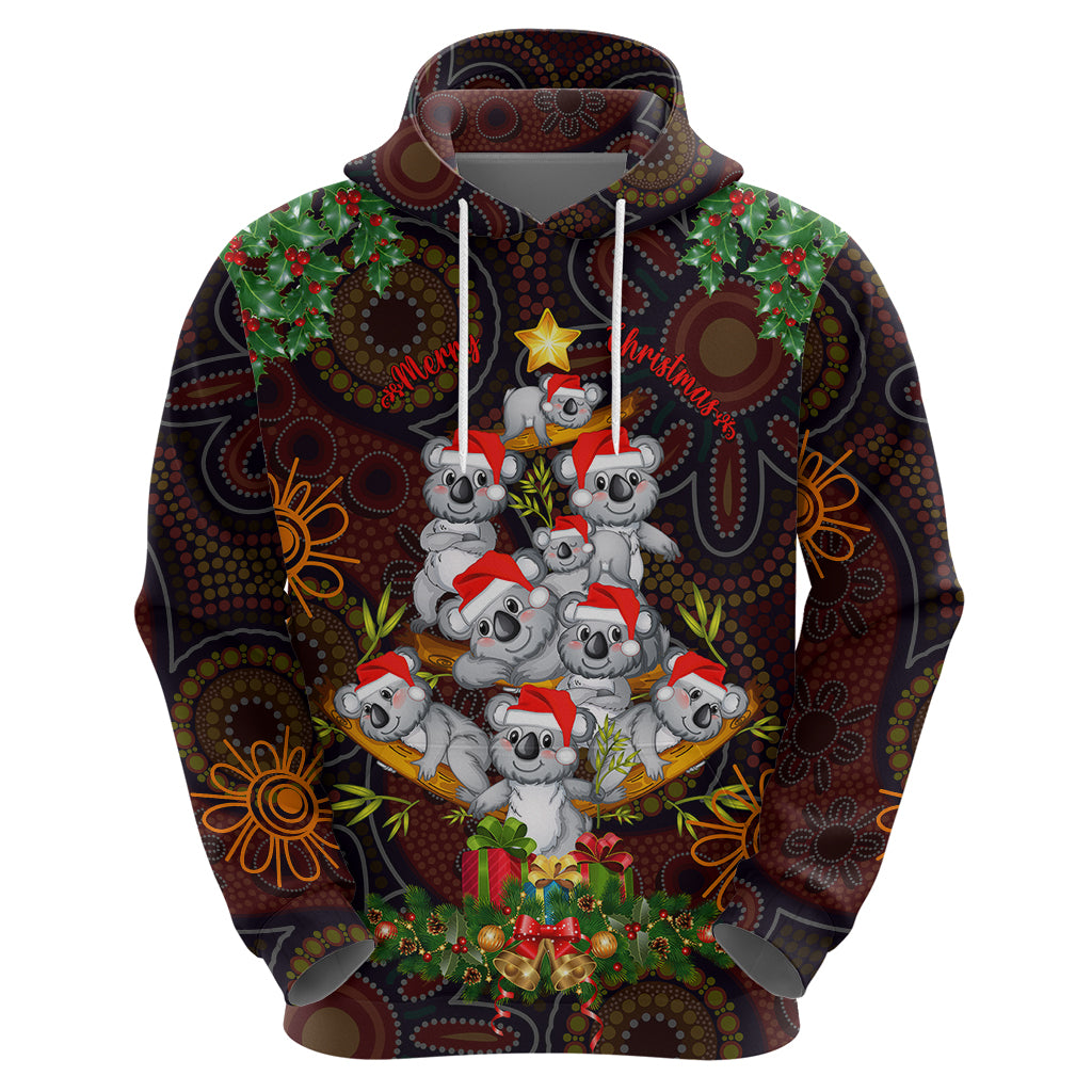 Aboriginal Christmas Hoodie Aussie Koala Christmas Tree with Aboriginal Inspired - Vibe Hoodie Shop