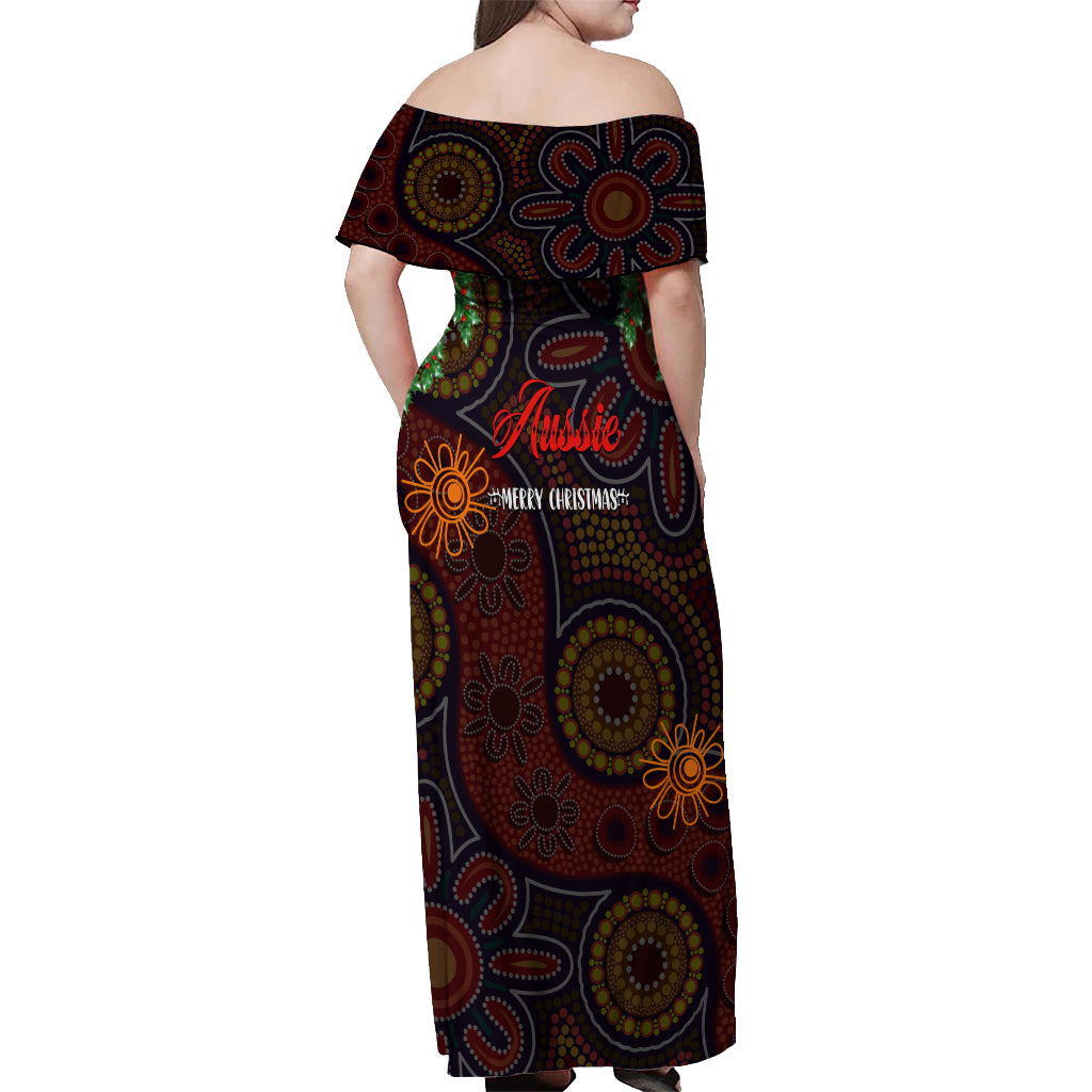 aboriginal-christmas-off-shoulder-maxi-dress-aussie-koala-christmas-tree-with-aboriginal-inspired