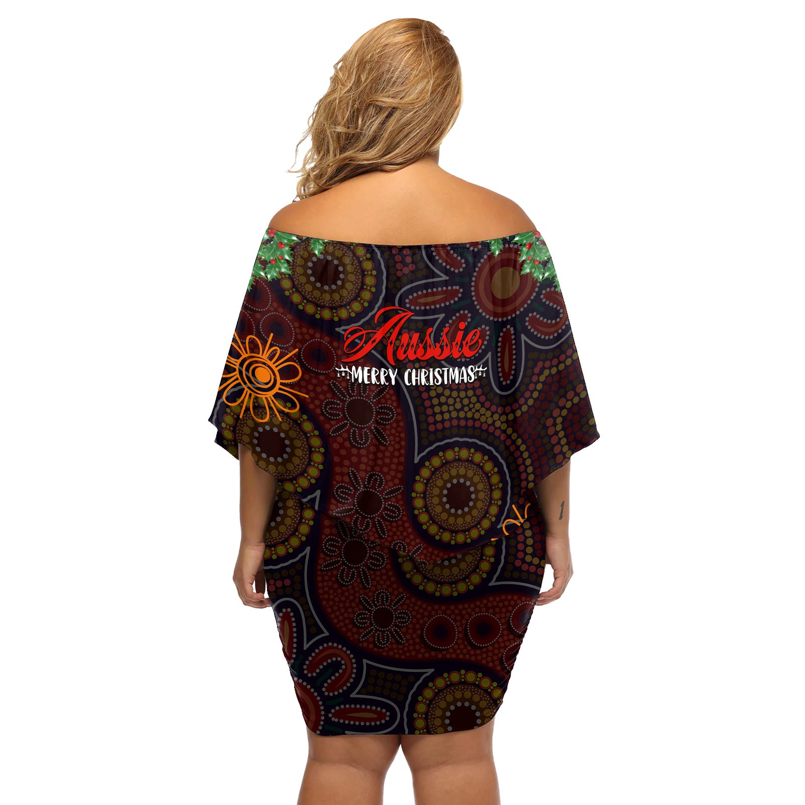 aboriginal-christmas-off-shoulder-short-dress-aussie-koala-christmas-tree-with-aboriginal-inspired