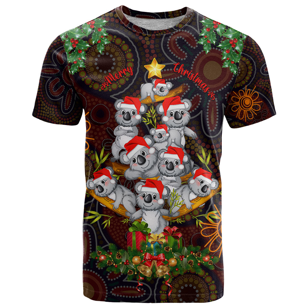 Aboriginal Christmas T Shirt Aussie Koala Christmas Tree with Aboriginal Inspired - Vibe Hoodie Shop