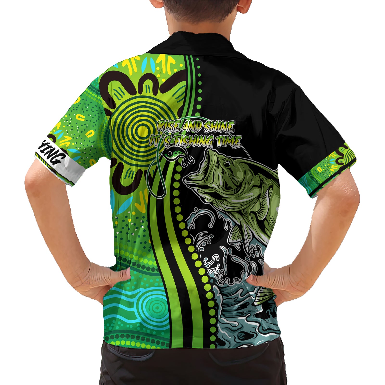 Australia Fishing Hawaiian Shirt Aboriginal Rise And Shine A Bass Fish Jumps Out Of Water And Aboriginal Patterns Inspired - Vibe Hoodie Shop