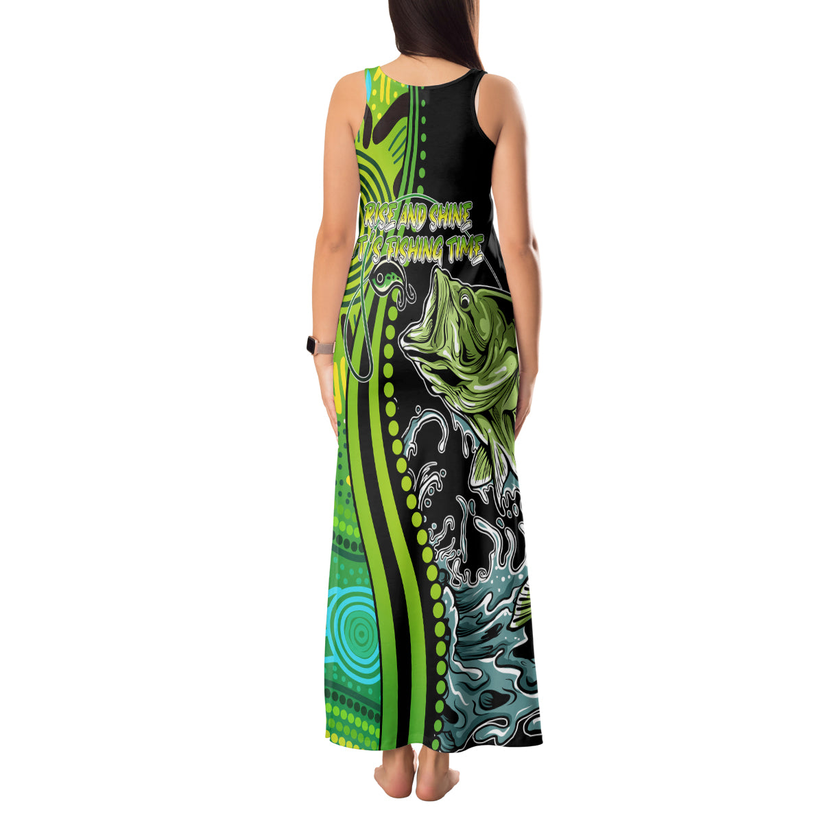 australia-fishing-tank-maxi-dress-aboriginal-rise-and-shine-a-bass-fish-jumps-out-of-water-and-aboriginal-patterns-inspired