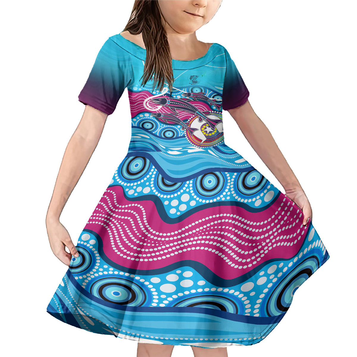 australia-fishing-family-matching-mermaid-dress-and-hawaiian-shirt-fishaholic-with-the-dhari-symbol-and-aboriginal-pattern