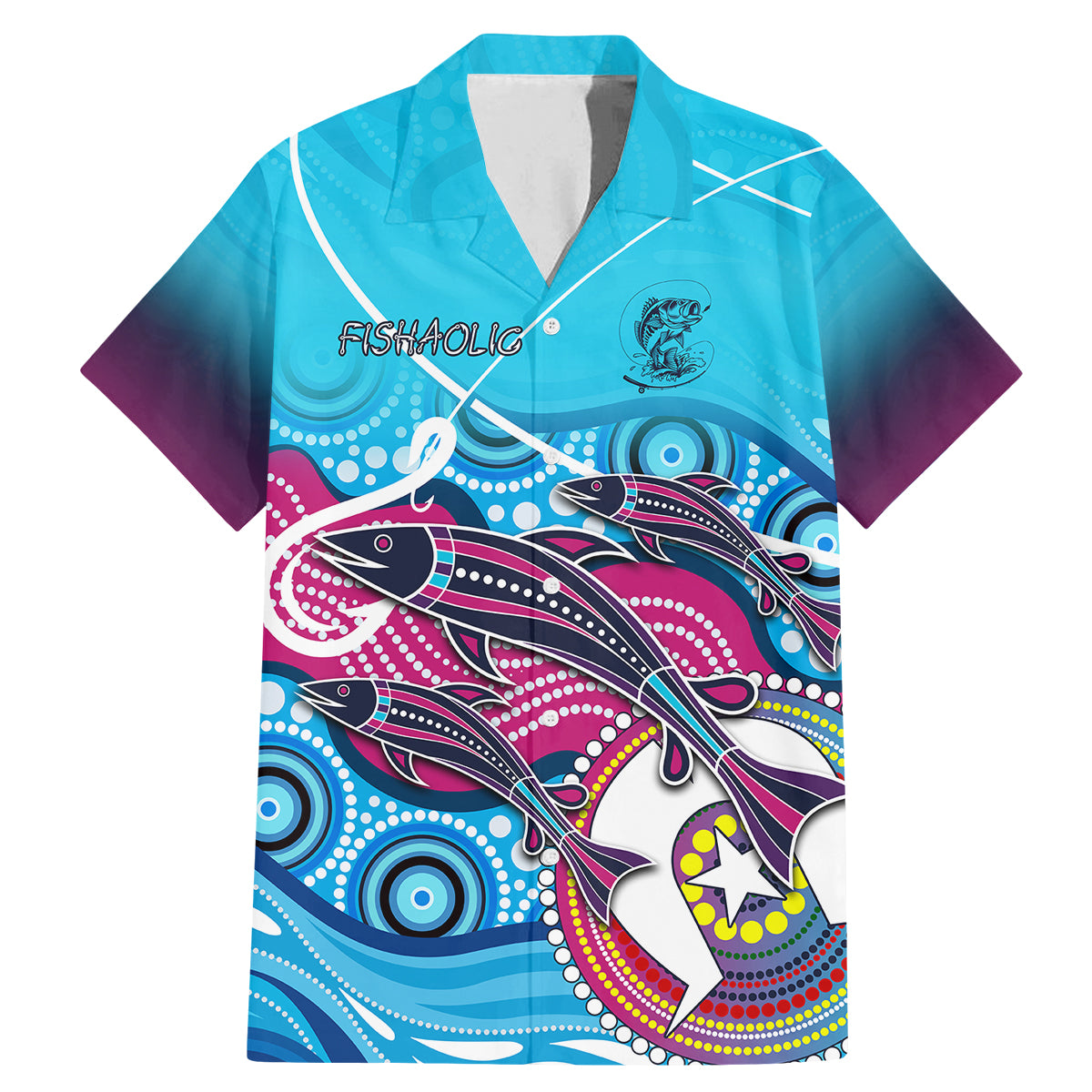 australia-fishing-family-matching-mermaid-dress-and-hawaiian-shirt-fishaholic-with-the-dhari-symbol-and-aboriginal-pattern