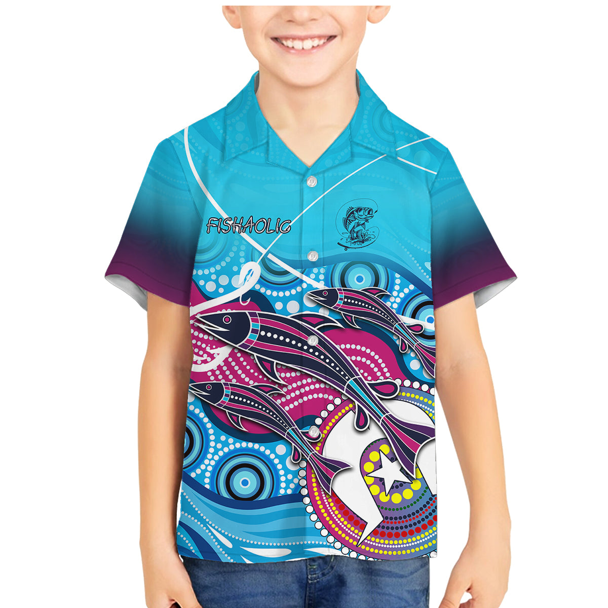 australia-fishing-family-matching-mermaid-dress-and-hawaiian-shirt-fishaholic-with-the-dhari-symbol-and-aboriginal-pattern