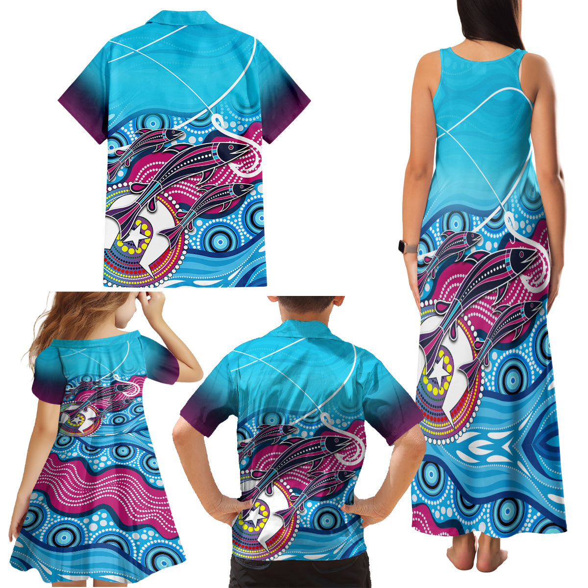 australia-fishing-family-matching-tank-maxi-dress-and-hawaiian-shirt-fishaholic-with-the-dhari-symbol-and-aboriginal-pattern