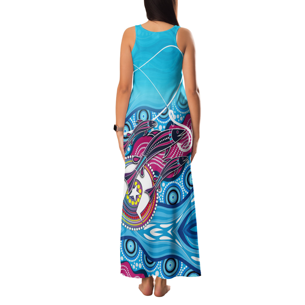 australia-fishing-family-matching-tank-maxi-dress-and-hawaiian-shirt-fishaholic-with-the-dhari-symbol-and-aboriginal-pattern