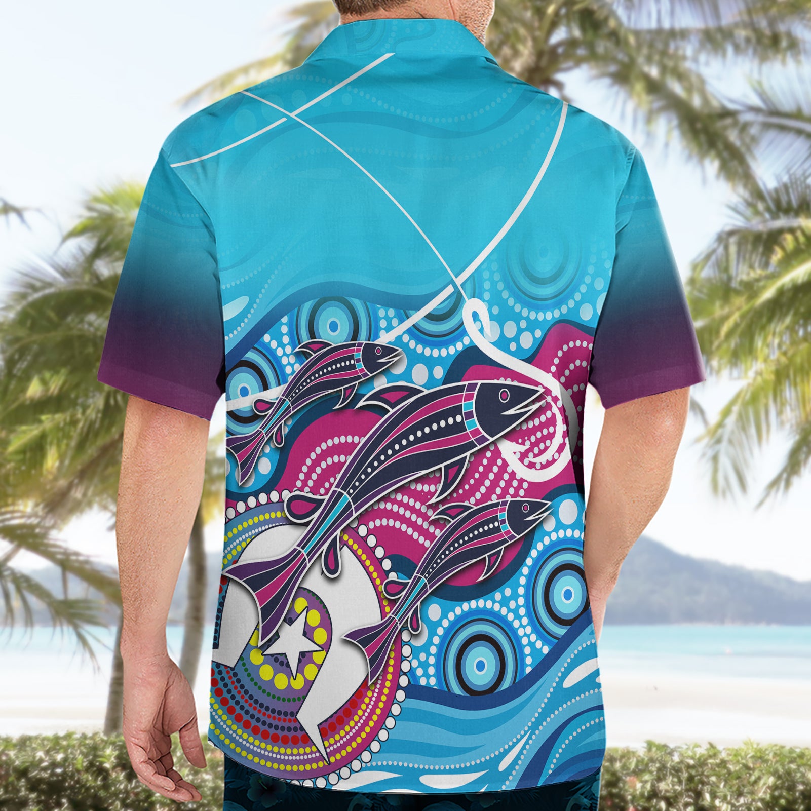 Australia Fishing Hawaiian Shirt Fishaholic With The Dhari Symbol And Aboriginal Pattern - Vibe Hoodie Shop
