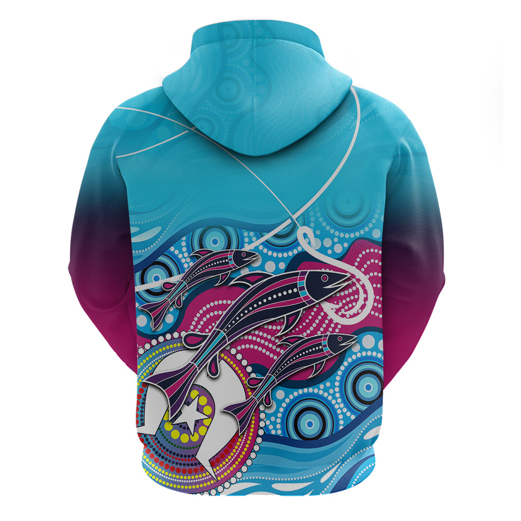 Australia Fishing Hoodie Fishaholic With The Dhari Symbol And Aboriginal Pattern - Vibe Hoodie Shop