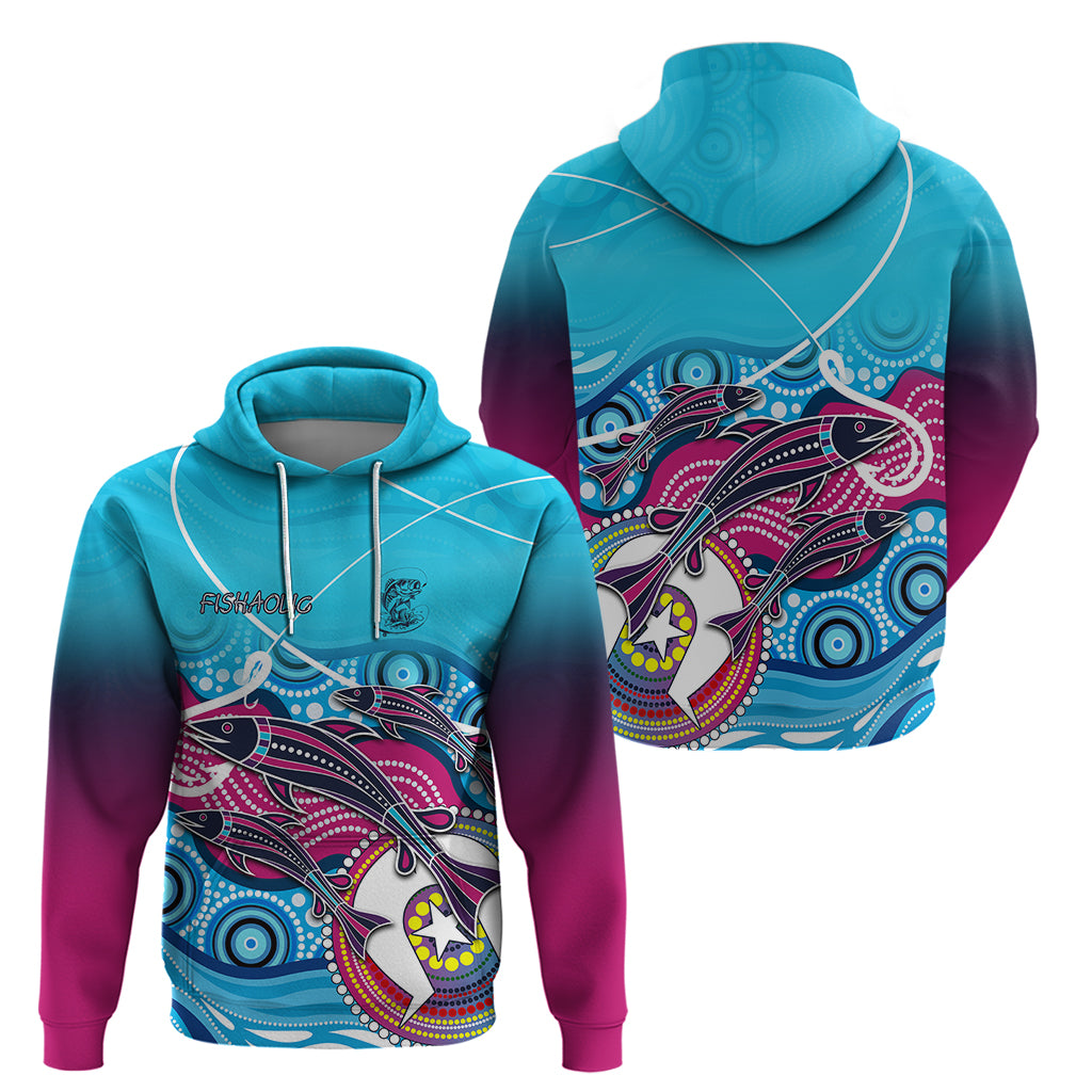 Australia Fishing Hoodie Fishaholic With The Dhari Symbol And Aboriginal Pattern - Vibe Hoodie Shop